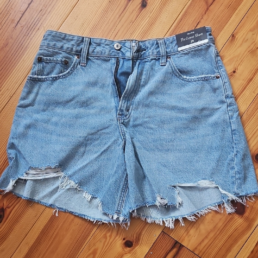 Abercrombie & Fitch Light Blue Distressed Jean Shorts